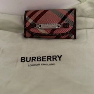 Burberry Pink and Black Checkered key case/card holder